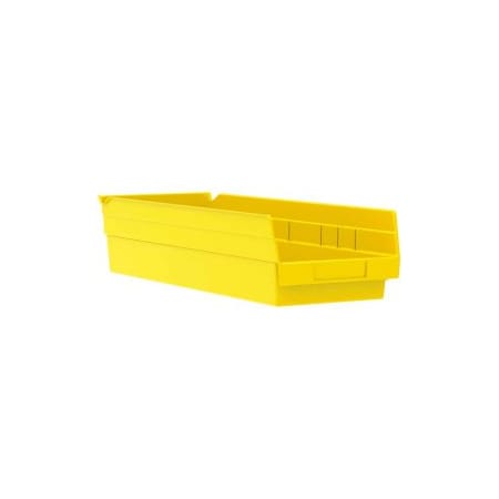 Akro-Mils Shelf Storage Bin, Plastic, Yellow, 4 in H, 6-5/8 in W, 17-7/8 in L, 12 PK 30138YELLO